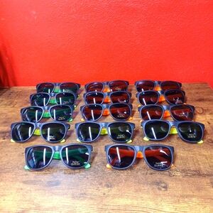 Lot of 14 Colorful Plastic Sunglasses,  UV 400 Protection, By TheGag